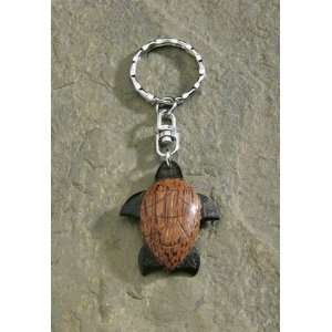  Wooden Brown Shell Turtle Keychain