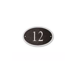   PLAQUE OVAL PETITE BLACK SILVER CHARACTERS SURFACE