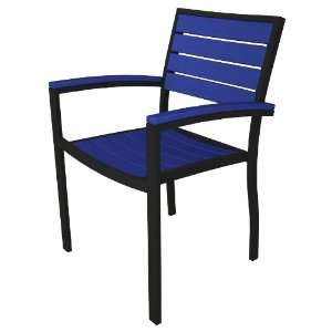   Polywood Euro Arm Chair in Black / Pacific Blue Patio, Lawn & Garden