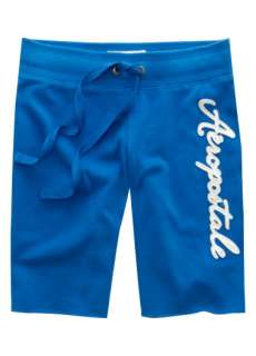Womens AEROPOSTALE Blue Logo Fleece Bermuda Shorts NWT  