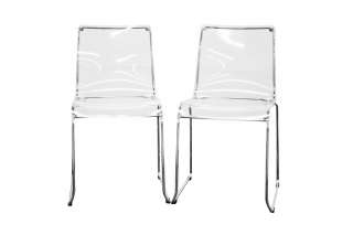   ACRYLIC AND CHROME OVER STEEL GHOST SIDE DINING PATIO CHAIRS  