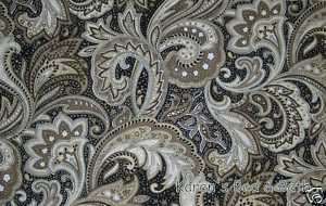 Black & Khaki with Beige Tan Paisley Handcrafted 80w x 63L Sewn 