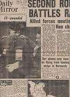 war newspaper DAILY MIRROR 1944 D DAY ~ SECOND ROUND BATTLES RAGE 