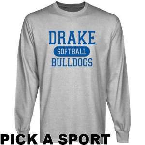  Drake Bulldogs Ash Custom Sport Long Sleeve T shirt 