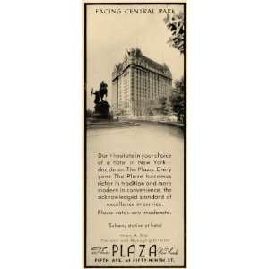  1940 Ad Plaza Hotel Travel Lodgings New York Central Park 