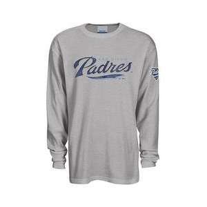 San Diego Padres Faded Club Font Thermal Shirt by Reebok   Grey Extra 