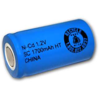 SubC Size Rechargeable Battery 1700mAh NiCd 1.2V Flat Top Cell  