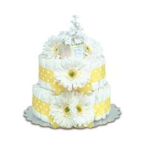  Bloomers Baby Classic Diaper Cake   Yellow/White Polka 