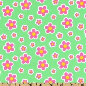  44 Wide Easter Blotch Floral Green/Pink Fabric By The 