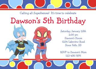 Superhero Boys Birthday Invitations  