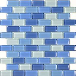  Turquoise Cobalt Blue Glass Tile Blend 1 x 2