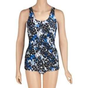  Chlorine Resistant Blue and Black Print Swimsuit