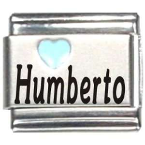  Humberto Light Blue Heart Laser Name Italian Charm Link 