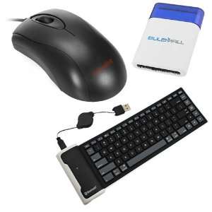  Bluetooth Wireless Silicone Keyboard + Surveillix Optical USB Mouse 