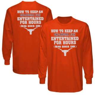 Texas Longhorns Entertained Long Sleeve T Shirt   Burnt Orange  