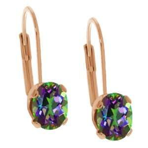   Shape Green Mystic Topaz Rose Gold Plated Brass Stud Earrings Jewelry