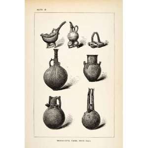 com 1878 Wood Engraving Terra cotta Vase Dali Cyprus Artifact Pottery 