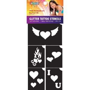  Glitter Tattoo Stencils (Hearts)