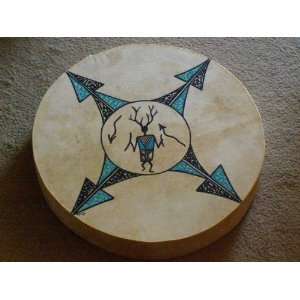  Tigua Indian Painted Drum 16  Kachina Musical 