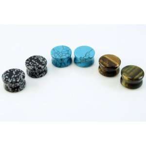  3 Pair of 3/4 Inch (6 Total) 19mm Obsidian, Turquoise 
