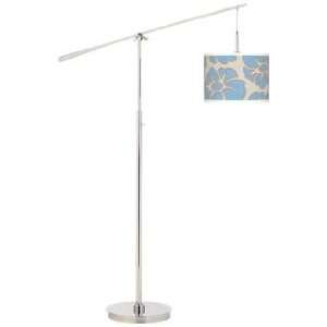  Floral Blue Silhouette Giclee Boom Arm Floor Lamp