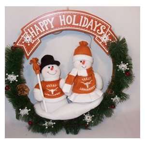  Texas LONGHORNS Snowman Holiday CHRISTMAS WREATH New Gift 