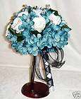 bridal wedding bouquet artificial fake teal blue  