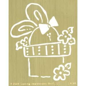  Brass 4x6 Embossing Template Bunny In Pot