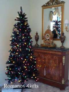 Art Deco Retro Style BLACK Slim Alaska Christmas Tree 7 Foot Pre lit 