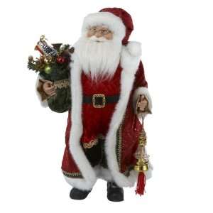   Santa with Red Dress Holding Lamp and Green Bag Tablepiece Home