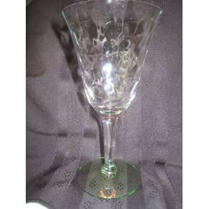  Heisey ?? Crystal and green bottomed wine glasses 7 tall 
