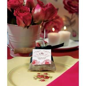   Linen Drawstring Pouch with English Tea Rose Decorative Trim   12 pack