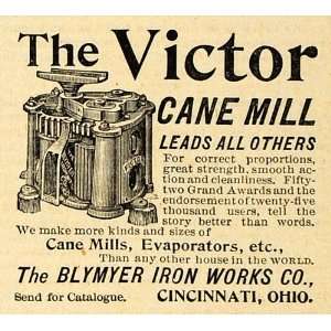  1893 Ad Blymyer Iron Works Victor Cane Mill Evaporators 