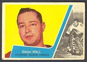 1963 64 TOPPS HOCKEY 23 GLENN HALL BLACKHAWKS FREE SHIPP CARD  