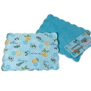  Lemons and Olives Reversible Quilted Boutis Placemats, Set 