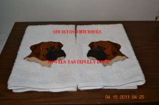 LARGE BOXER DOG PORTRAIT EMBROIDERED  2 HAND TOWELS  