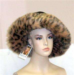 TALULAH NEW YORK FUR TRIMMED HAT WIDE NEW BLACK AND NATURAL COLORS 