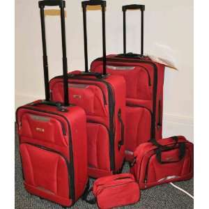   II TAG 5 Piece Upright Red Luggage Set Travel Bags