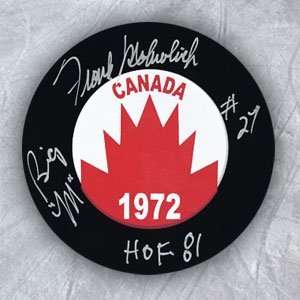  FRANK MAHOVLICH 1972 Team Canada SIGNED Hockey Puck 