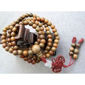  108 Green Sandalwood Beads Prayer Mala Necklace 