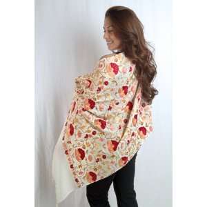  MALINI FLORAL EMBROIDERED SCARF/WRAP 