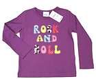 Girls Mini Boden Purple Long Sleeve Rock and Roll Shirt Top Size 3 4 