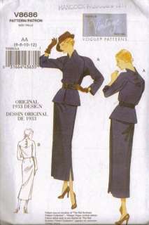 Vogue Sewing Pattern Retro Vintage Model Orignial Design Misses Size 6 