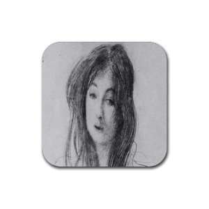  Girl with Long Hair by Gustav Klimt Square Coasters   Set 