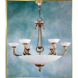  Neoclassical Chandelier, RL 1913, 12 lights, Old Brass, 46 