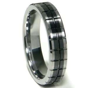 Black Tungsten Carbide 5mm Groove Wedding Band Ring Sz 8.5 
