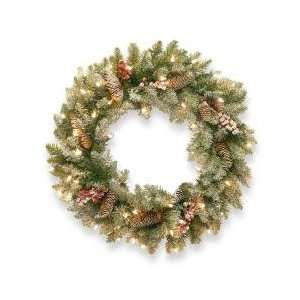   Fir Wreath   Snow, Red Berries, Cones and 50 Lights   Tree Shop Home