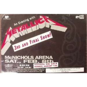  Metallica Denver Original Concerrt Poster 1992