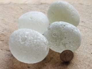   sparkly English sea glass egg boulders / snow balls / eggs x 4 16oz