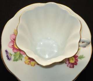 Rosina FLUTED Bountiful FLOWERS Tea cup and saucer  
